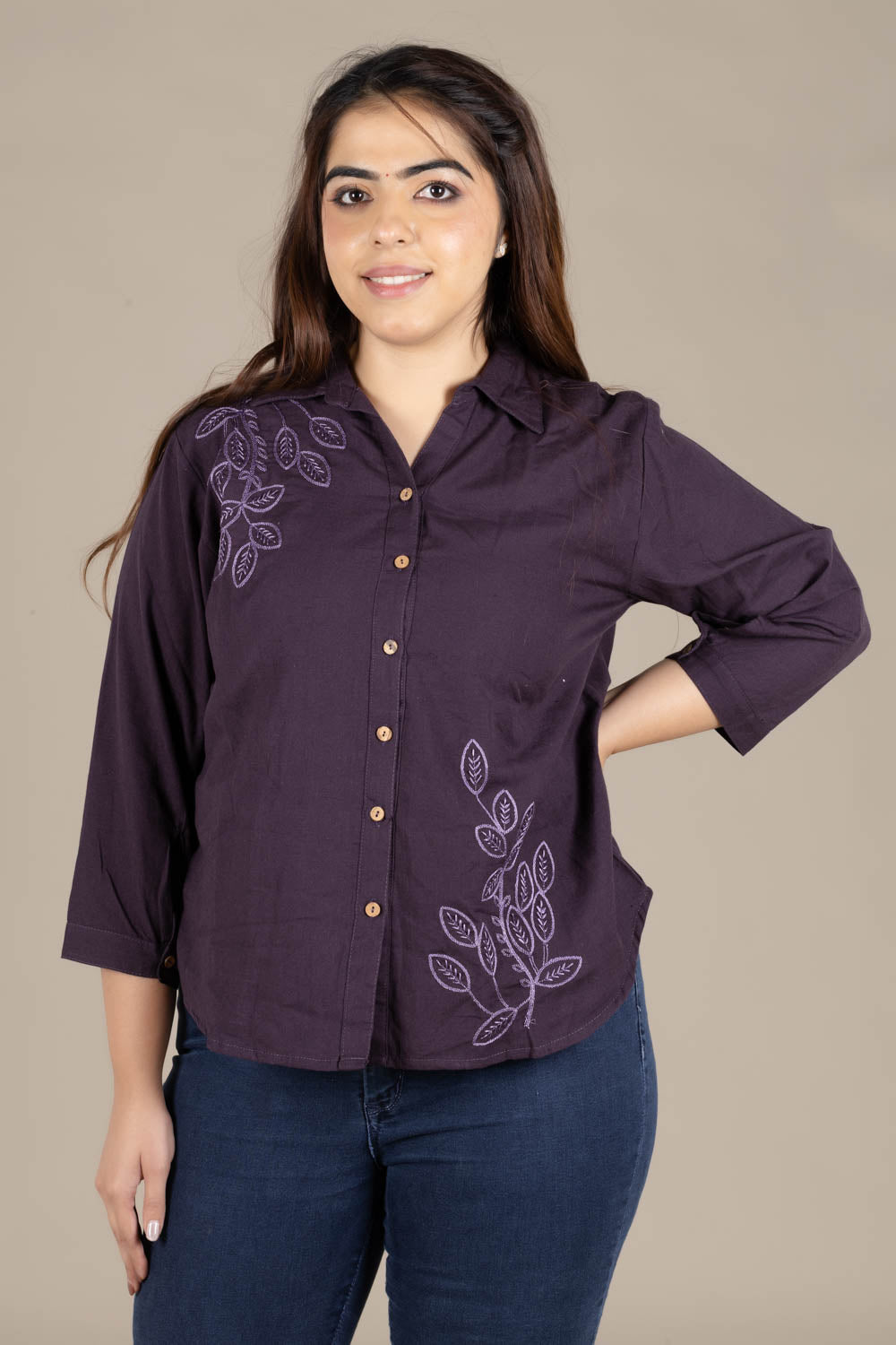 Violet Shirt-Style Short Kurti