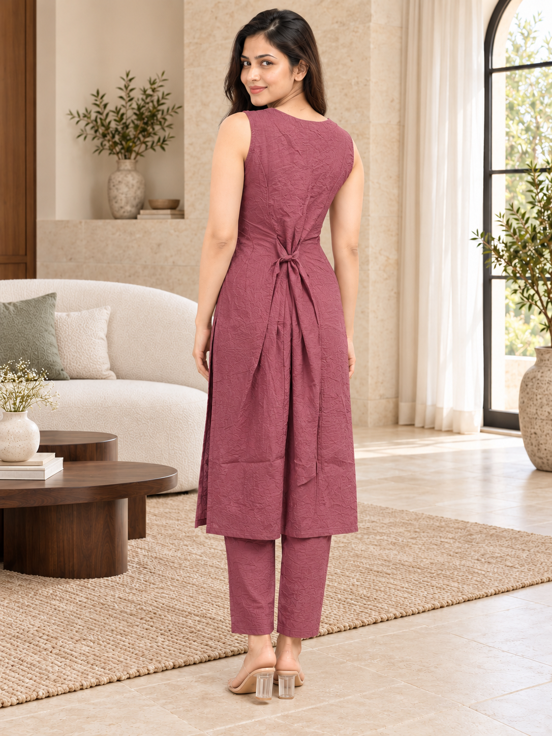 Dusty Rose Round-Neck Co-ord Set