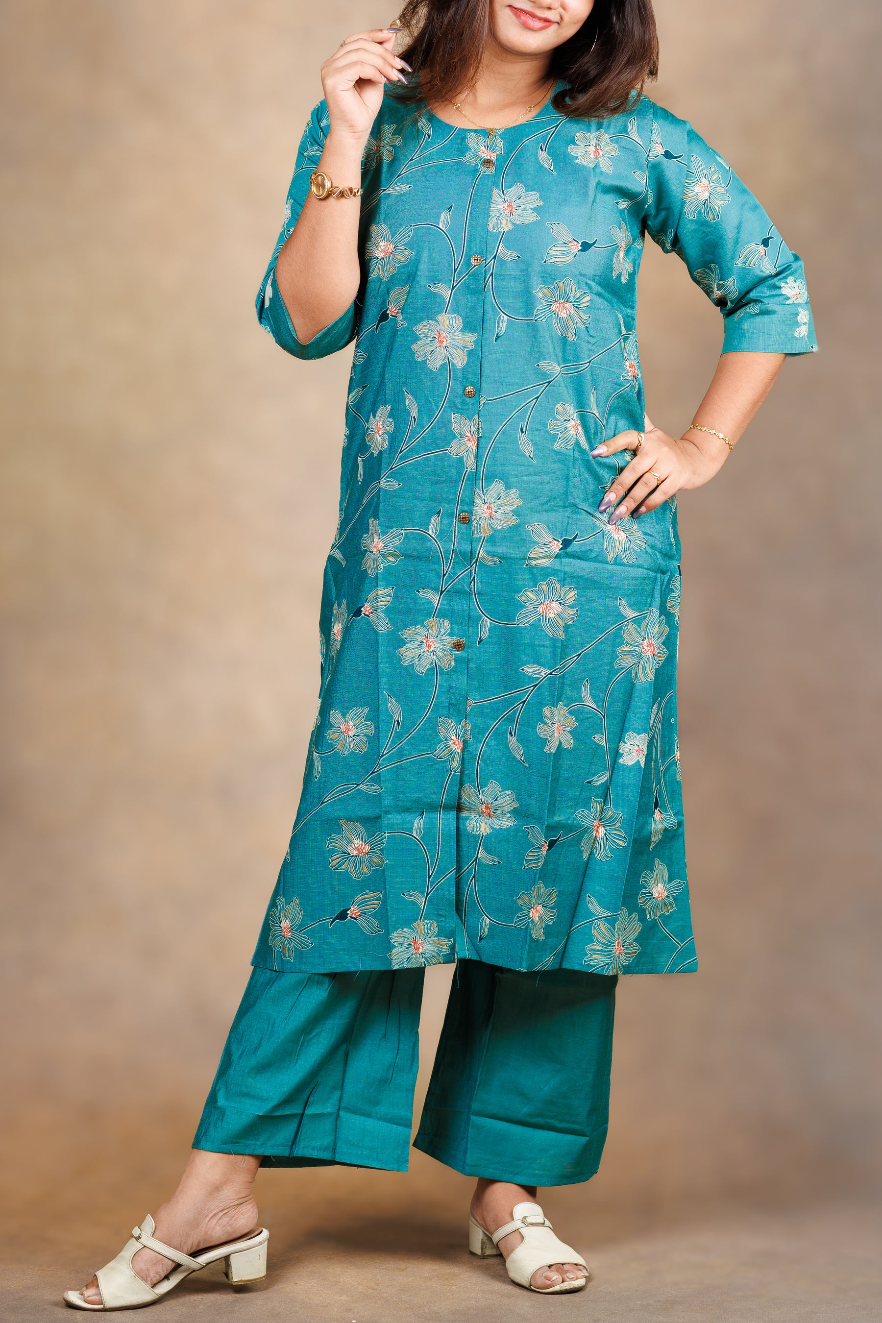 Teal Blossom Co-ord Set