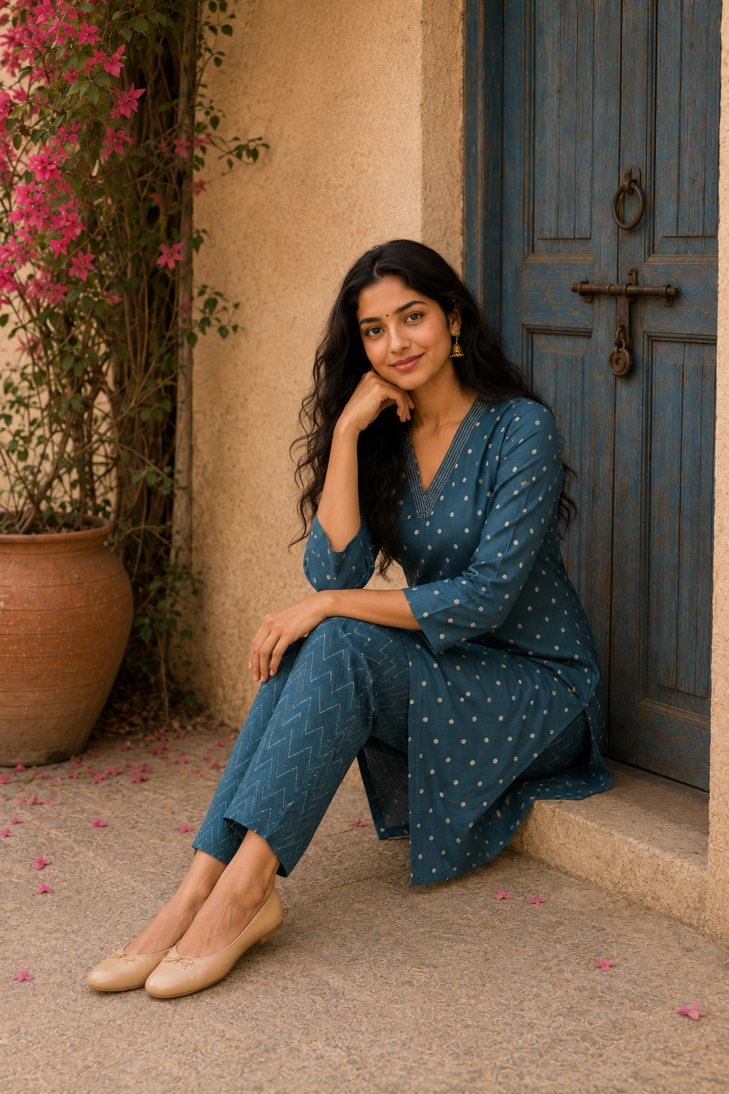 Teal Blue - Roman Silk - Co-ord Set