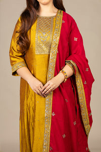 Golden Suit with Red Dupatta