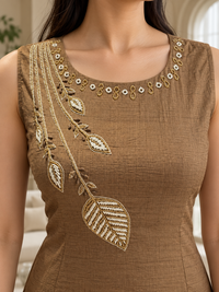 Mocha Brown Round-Neck Co-ord Set