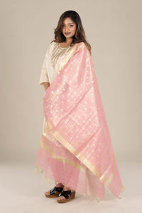 Off-White Suit with Pink Dupatta