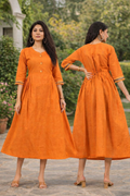 Flared Cotton Kurti – Orange.