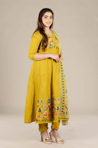 Yellow Printed Flared Suit