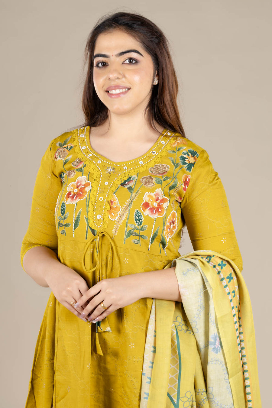 Yellow Printed Flared Suit