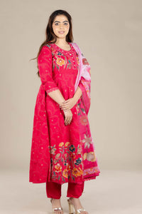 Red Flared Printed Suit