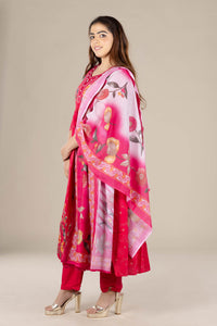 Red Flared Printed Suit