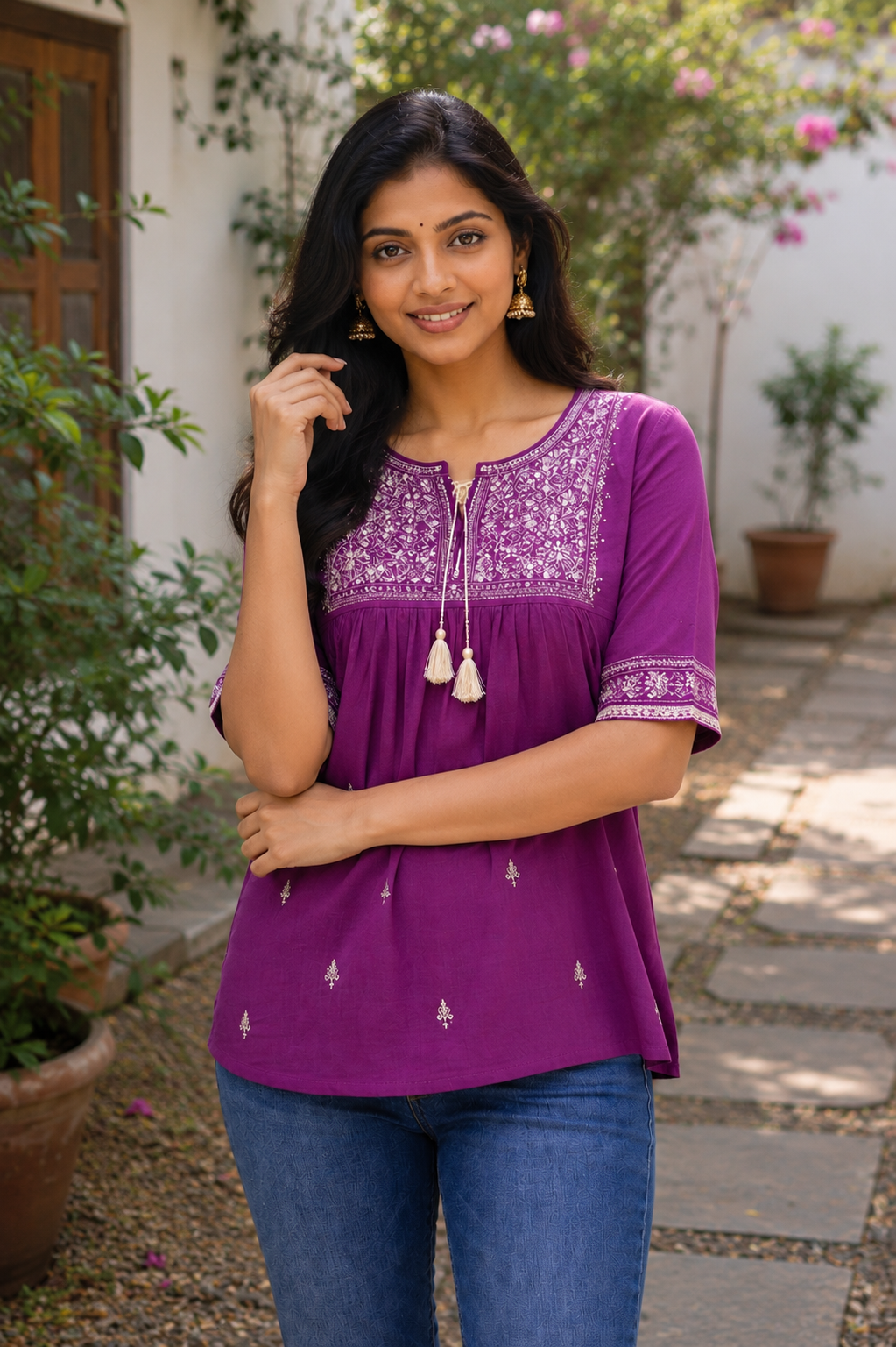 Everyday Short Kurti - Magenta