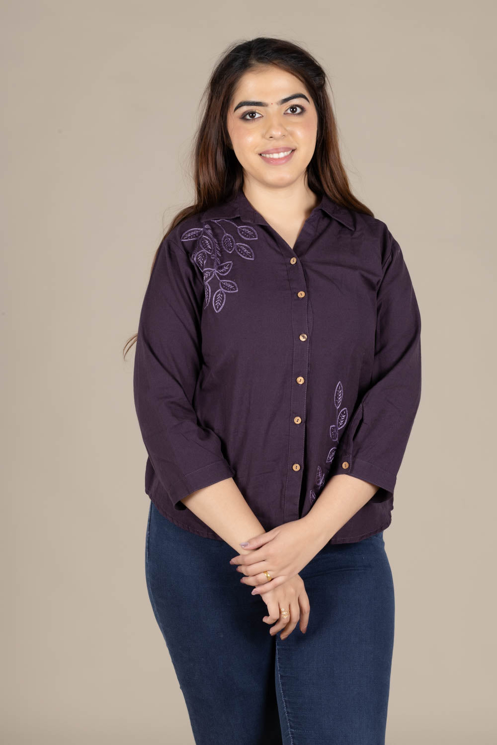 Violet Shirt-Style Short Kurti
