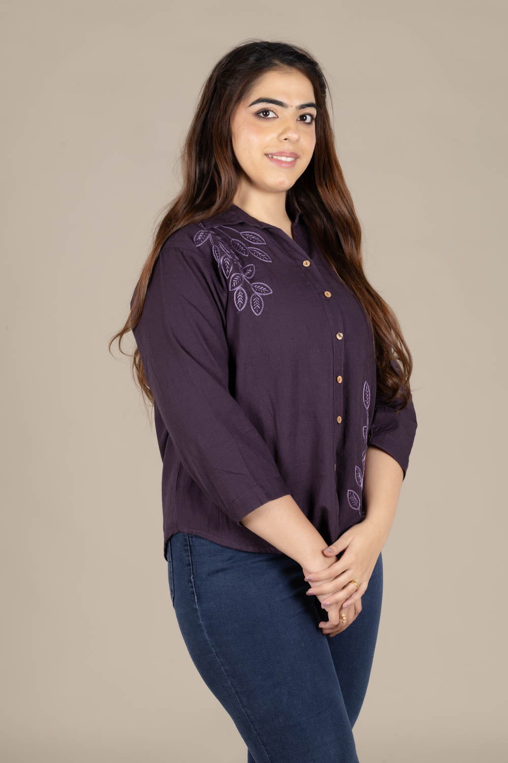Violet Shirt-Style Short Kurti