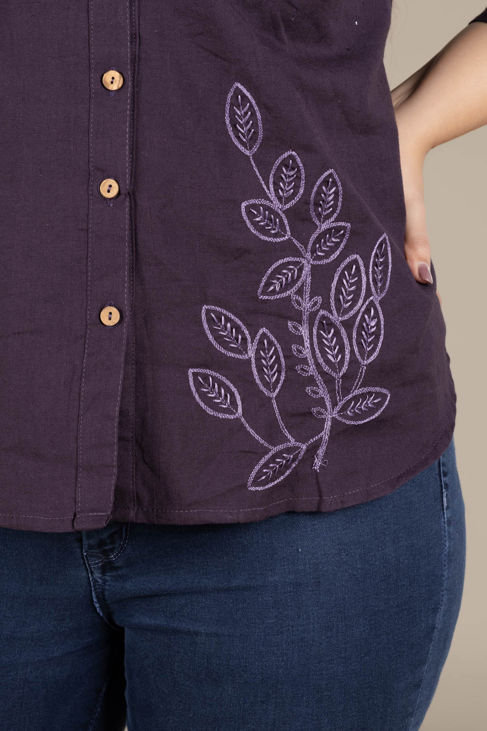 Violet Shirt-Style Short Kurti