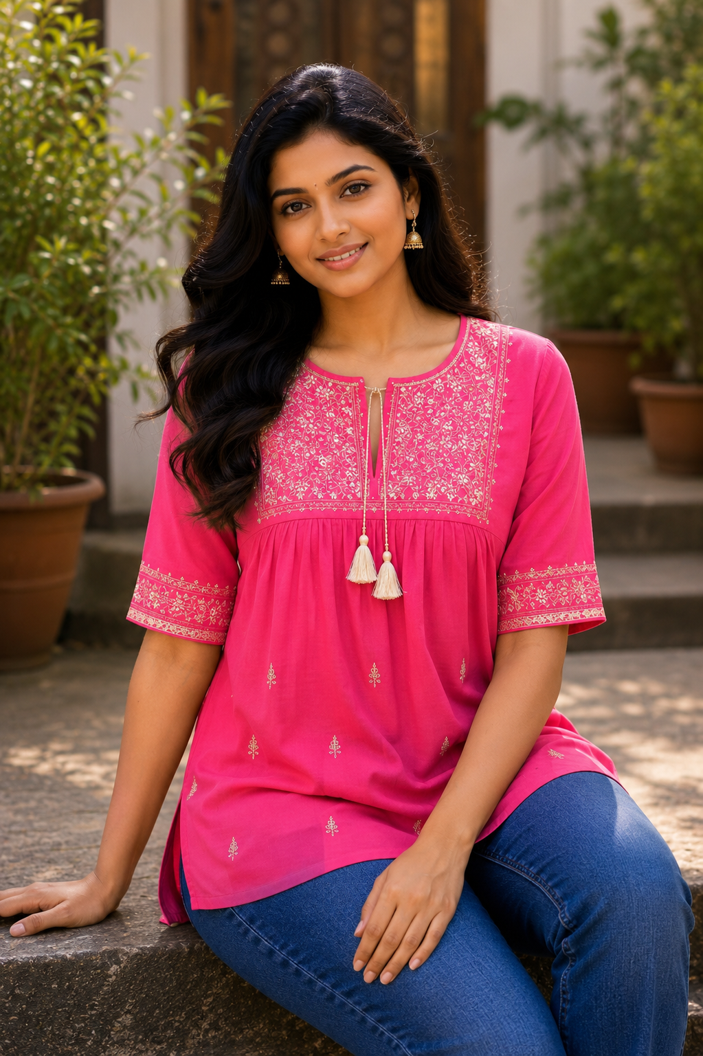 Everyday Short Kurti - Pink