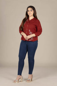Red Shirt-Style Short Kurti