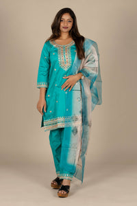 Sky Blue Designer Straight Suit
