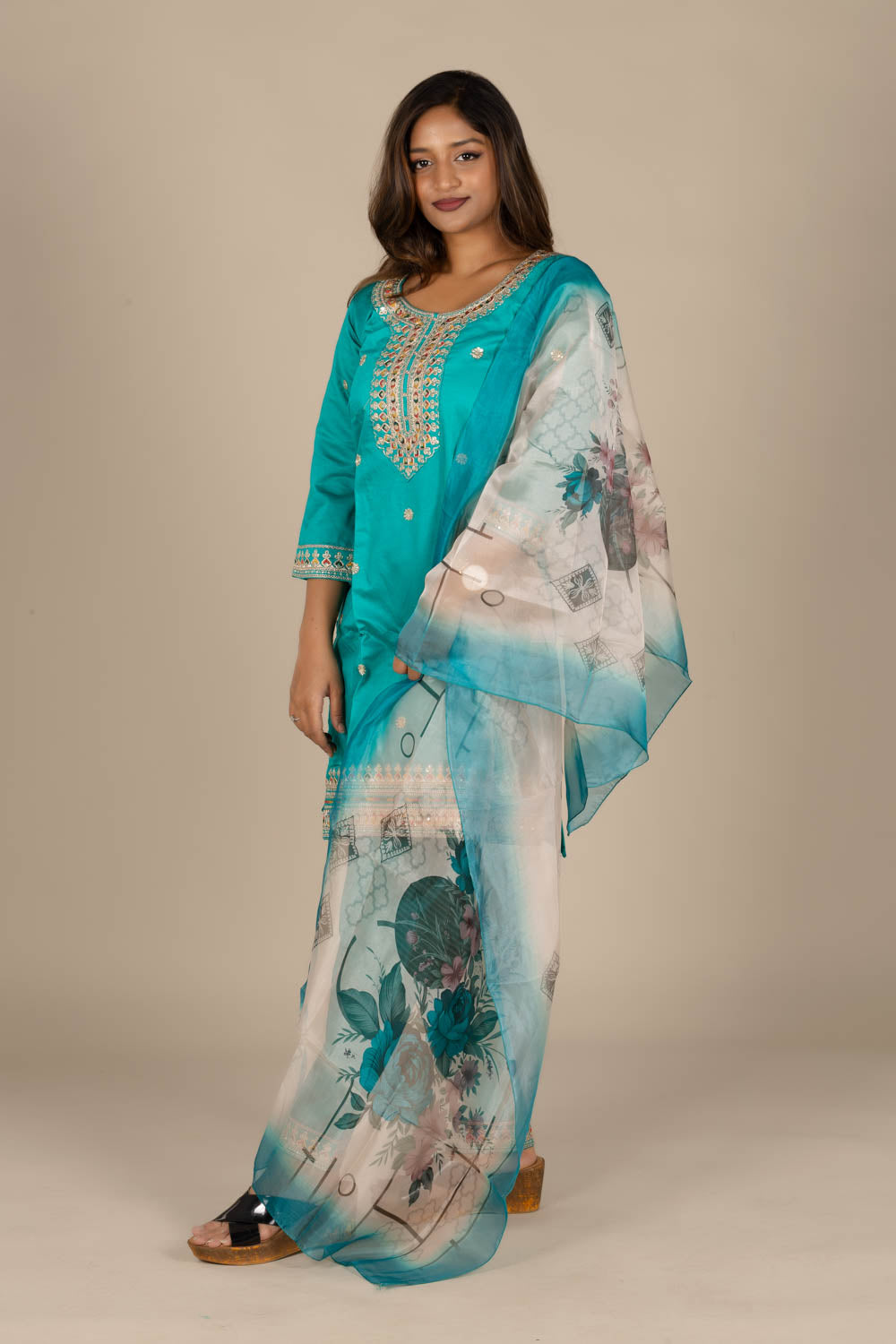 Sky Blue Designer Straight Suit