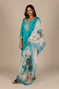 Sky Blue Designer Straight Suit