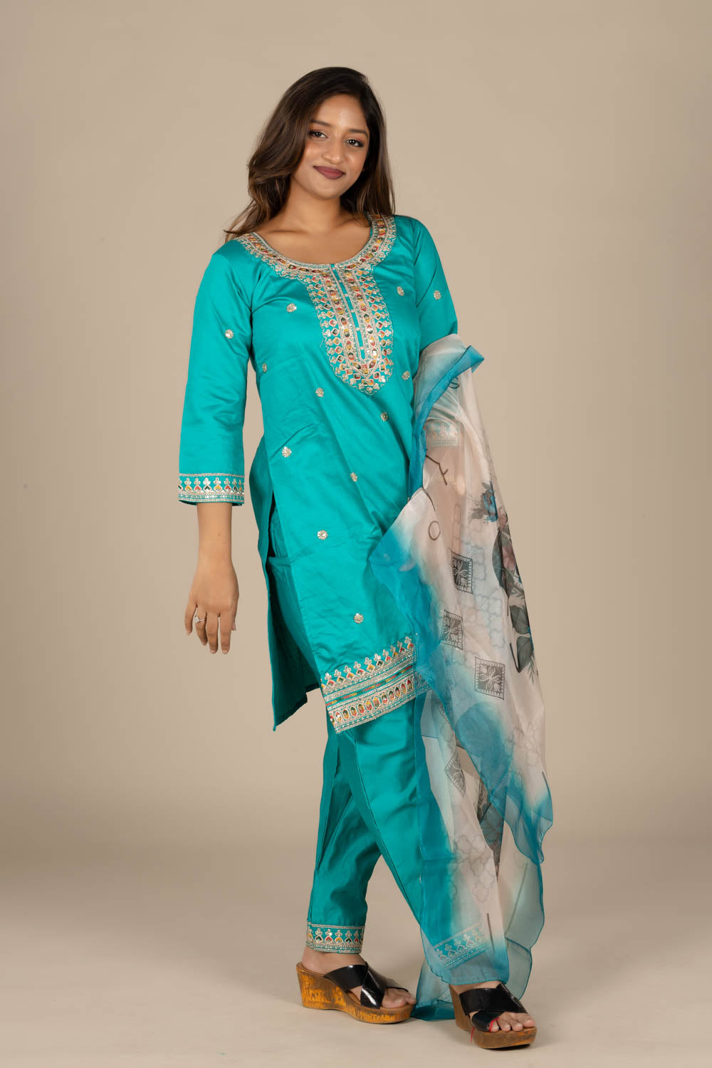 Sky Blue Designer Straight Suit