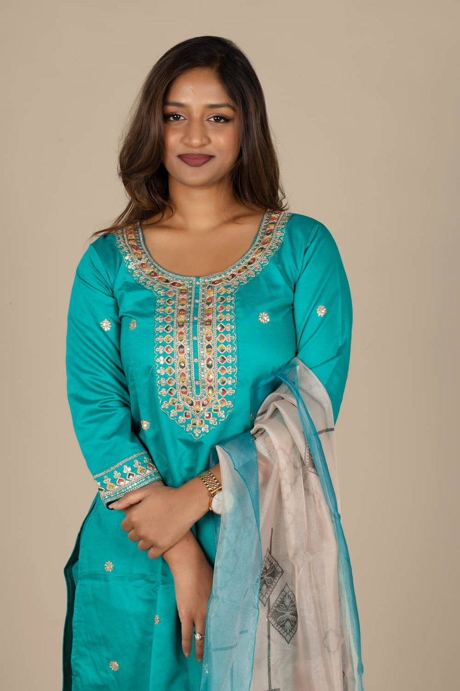 Sky Blue Designer Straight Suit
