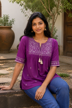 Everyday Short Kurti - Magenta