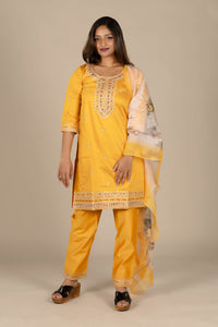 Yellow Designer Straight Suit