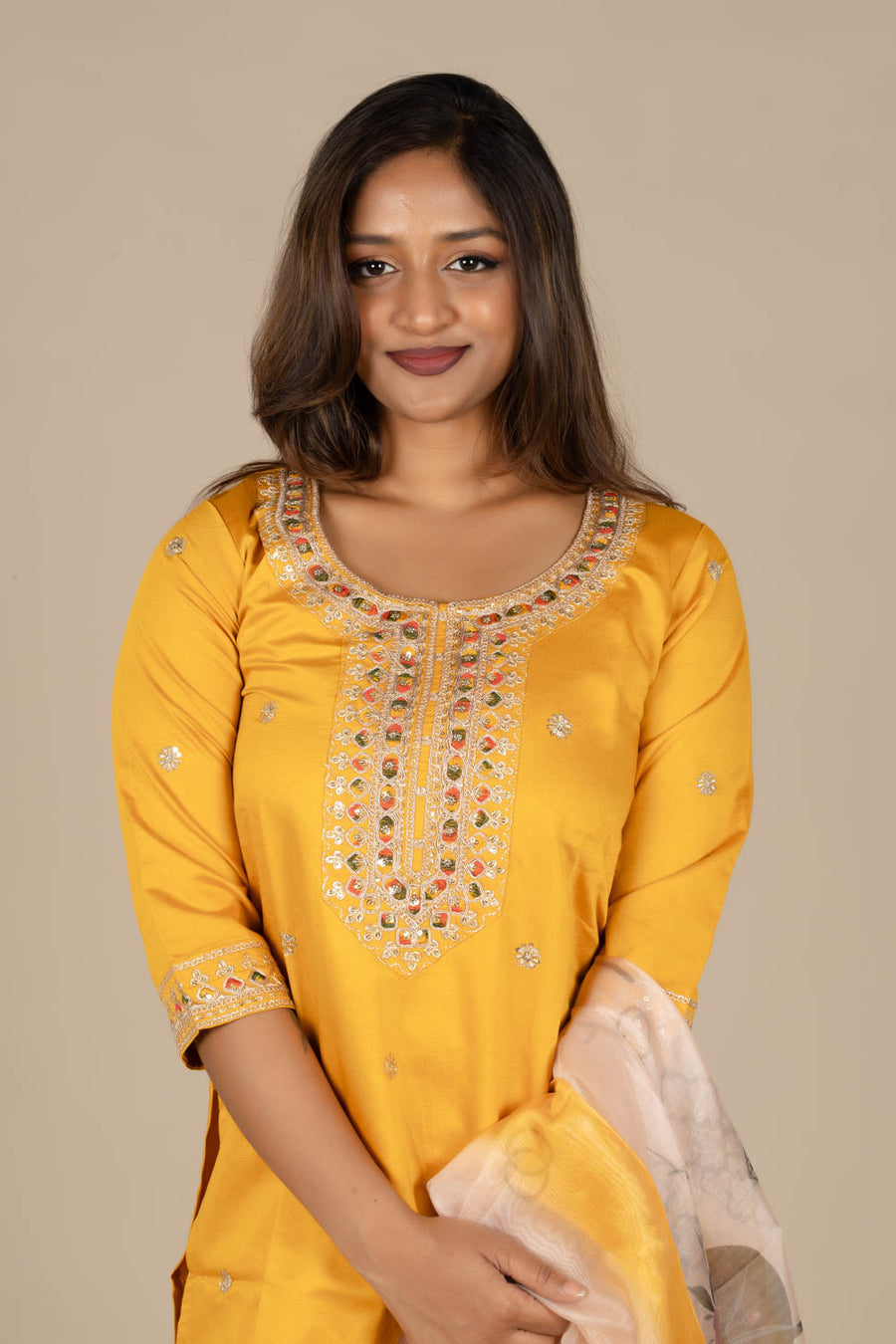 Yellow Designer Straight Suit