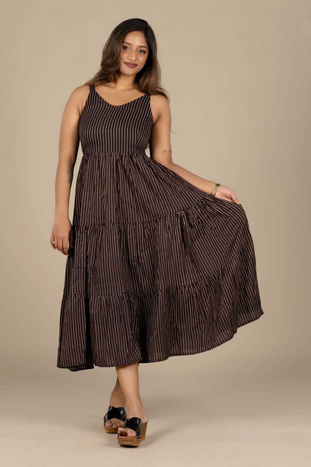 Brown Flared Dress