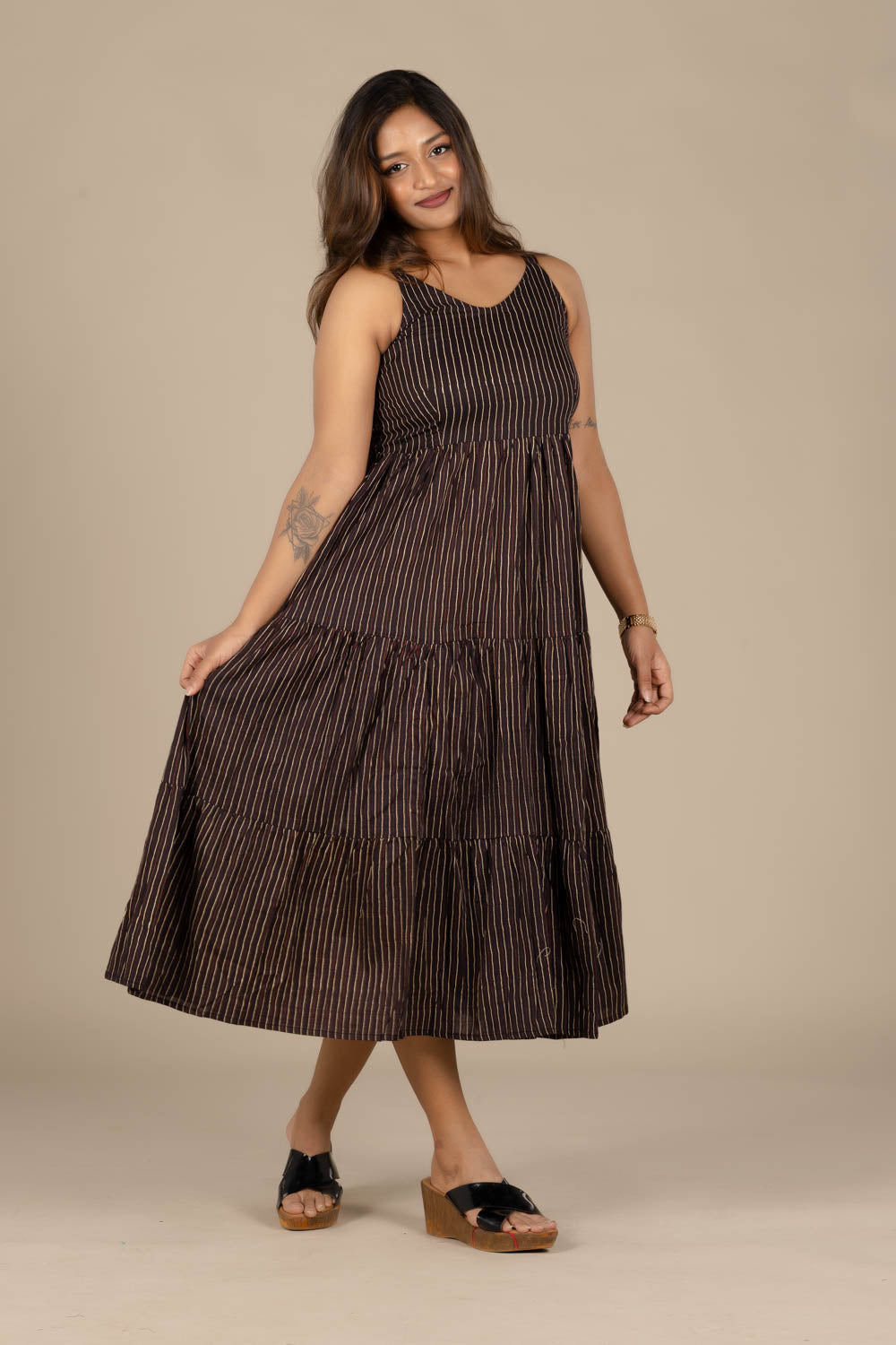 Brown Flared Dress