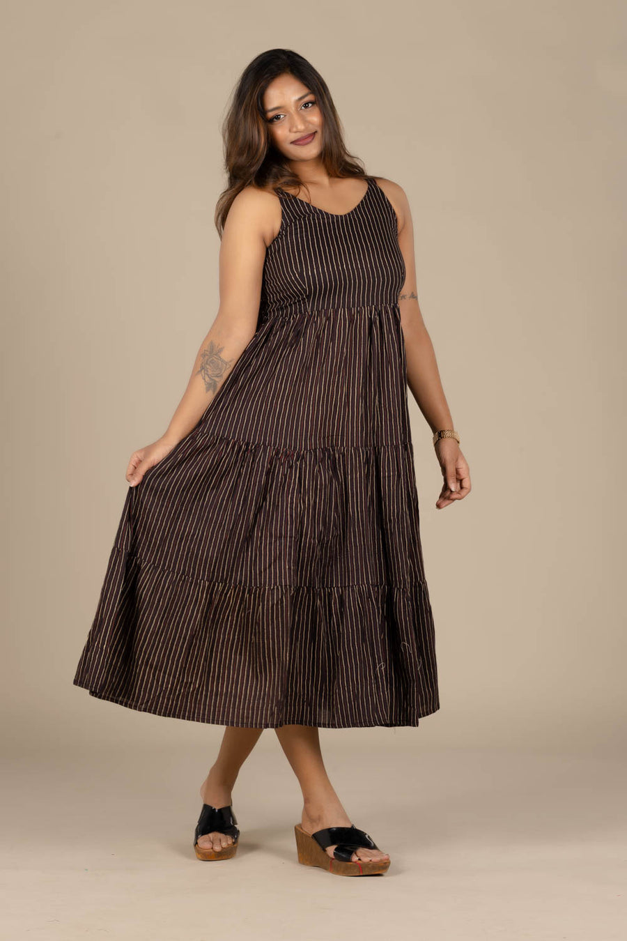 Brown Flared Dress