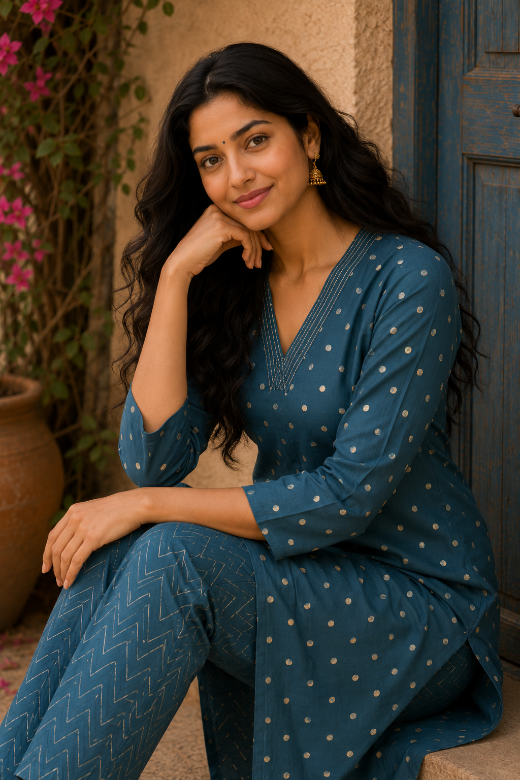 Teal Blue - Roman Silk - Co-ord Set