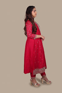 Red Designer Flared Salwar Suit