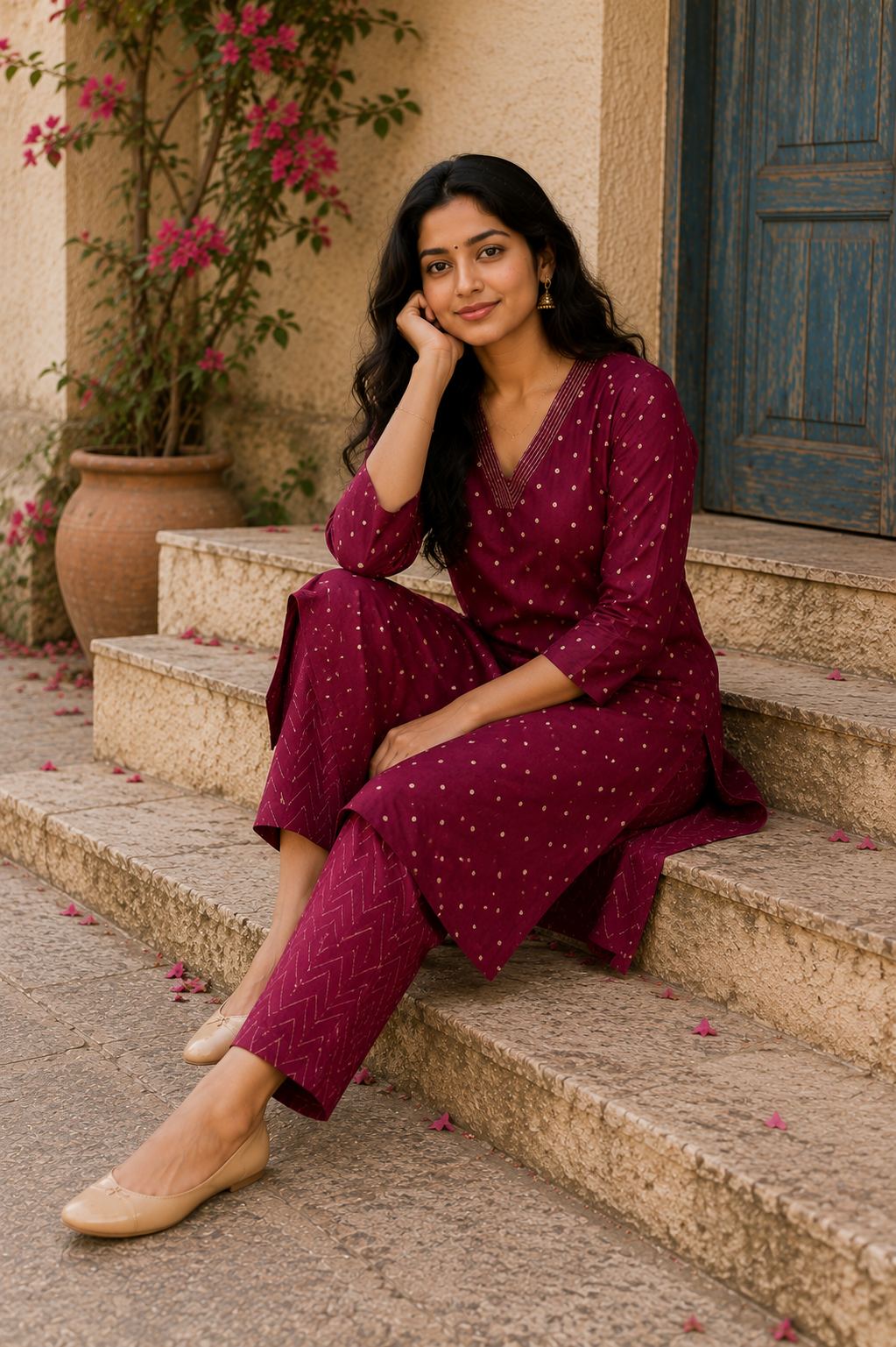 Maroon Roman Silk Co-ord Set – Effortless Everyday Elegance