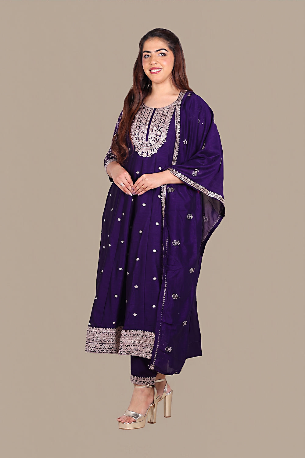 Violet Flared Designer Salwar Suit