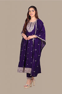 Violet Flared Designer Salwar Suit