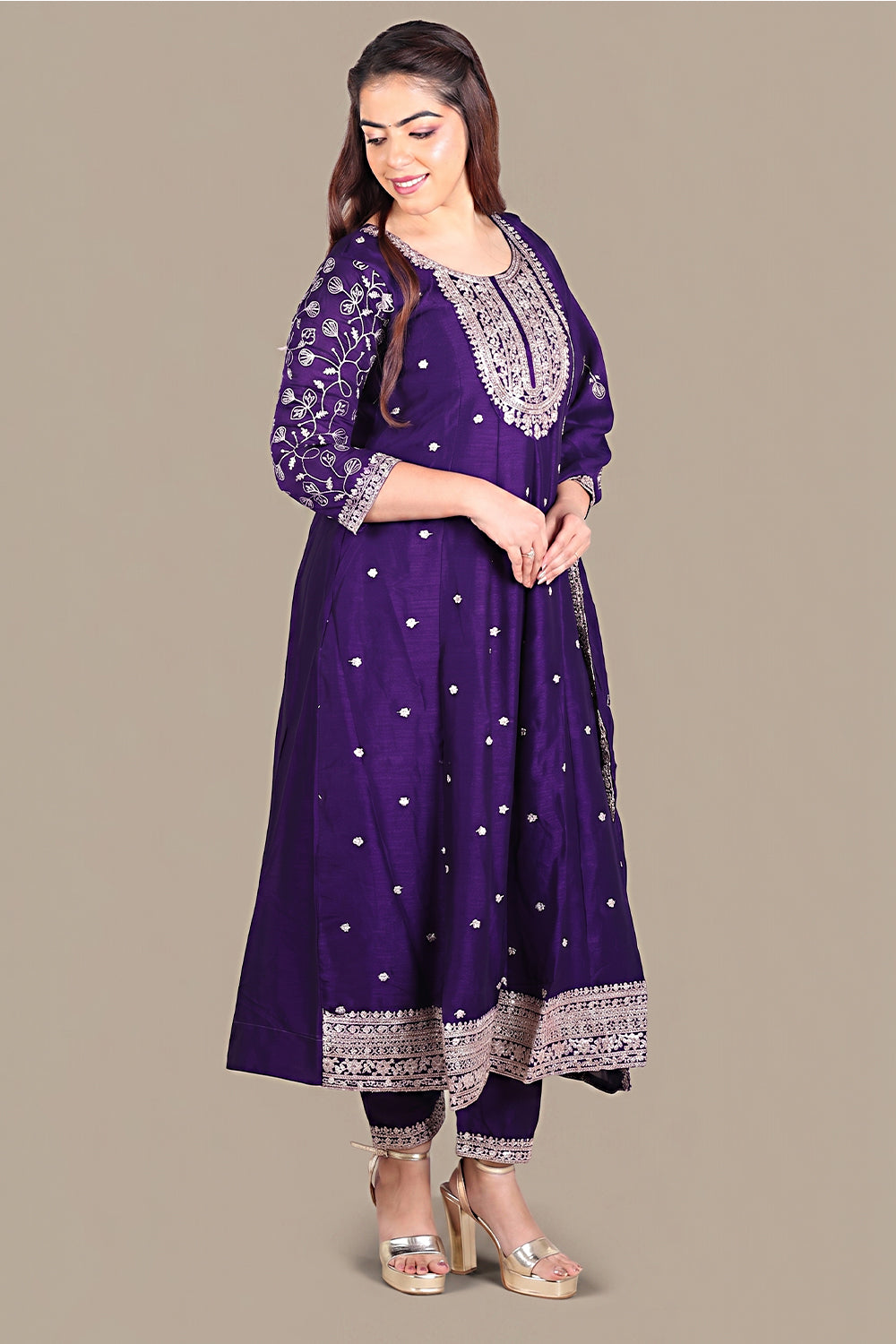 Violet Flared Designer Salwar Suit