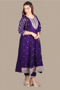 Violet Flared Designer Salwar Suit