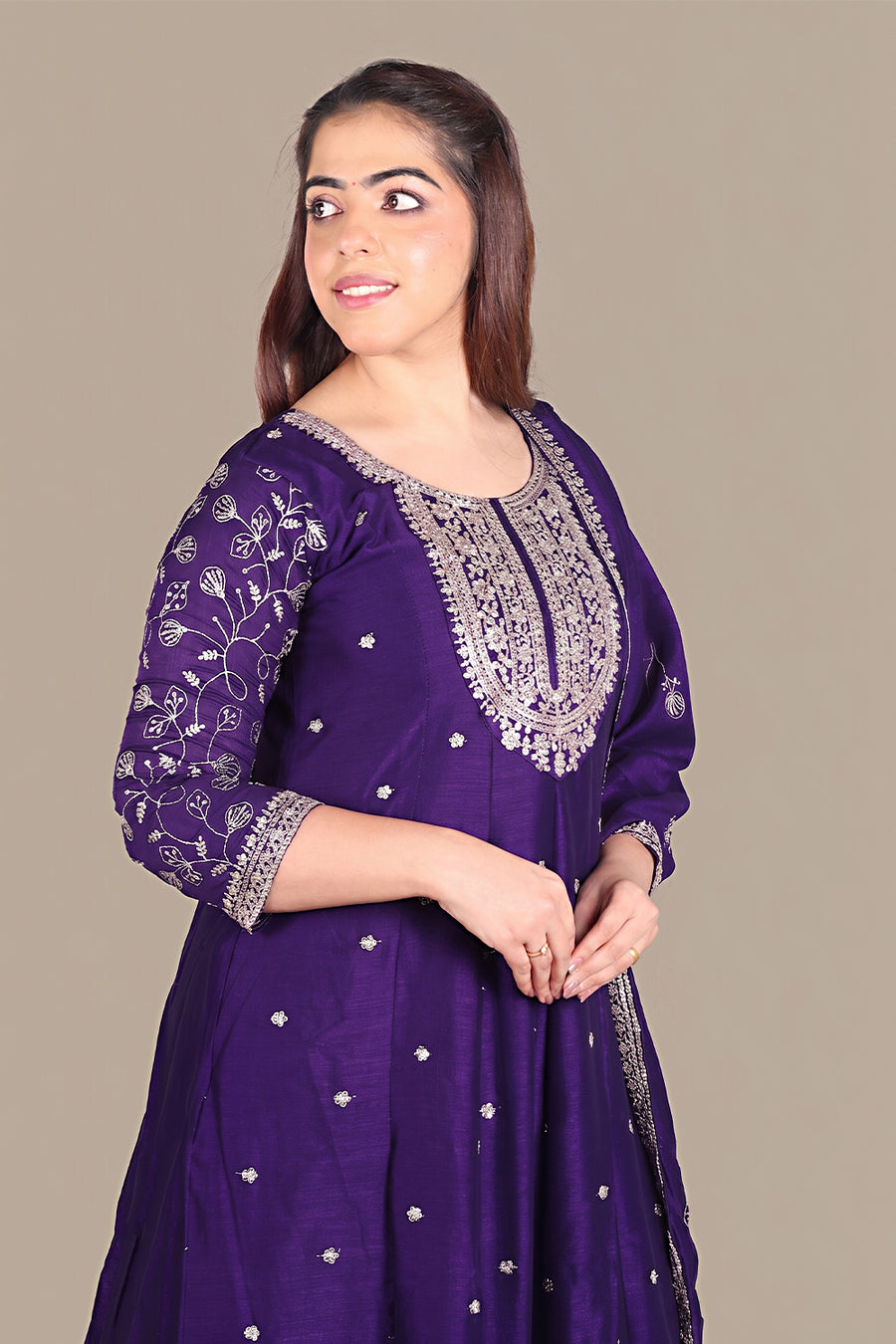 Violet Flared Designer Salwar Suit