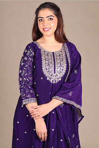 Violet Flared Designer Salwar Suit
