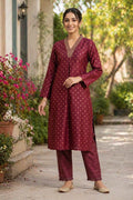 Maroon Roman Silk Co-ord Set – Effortless Everyday Elegance
