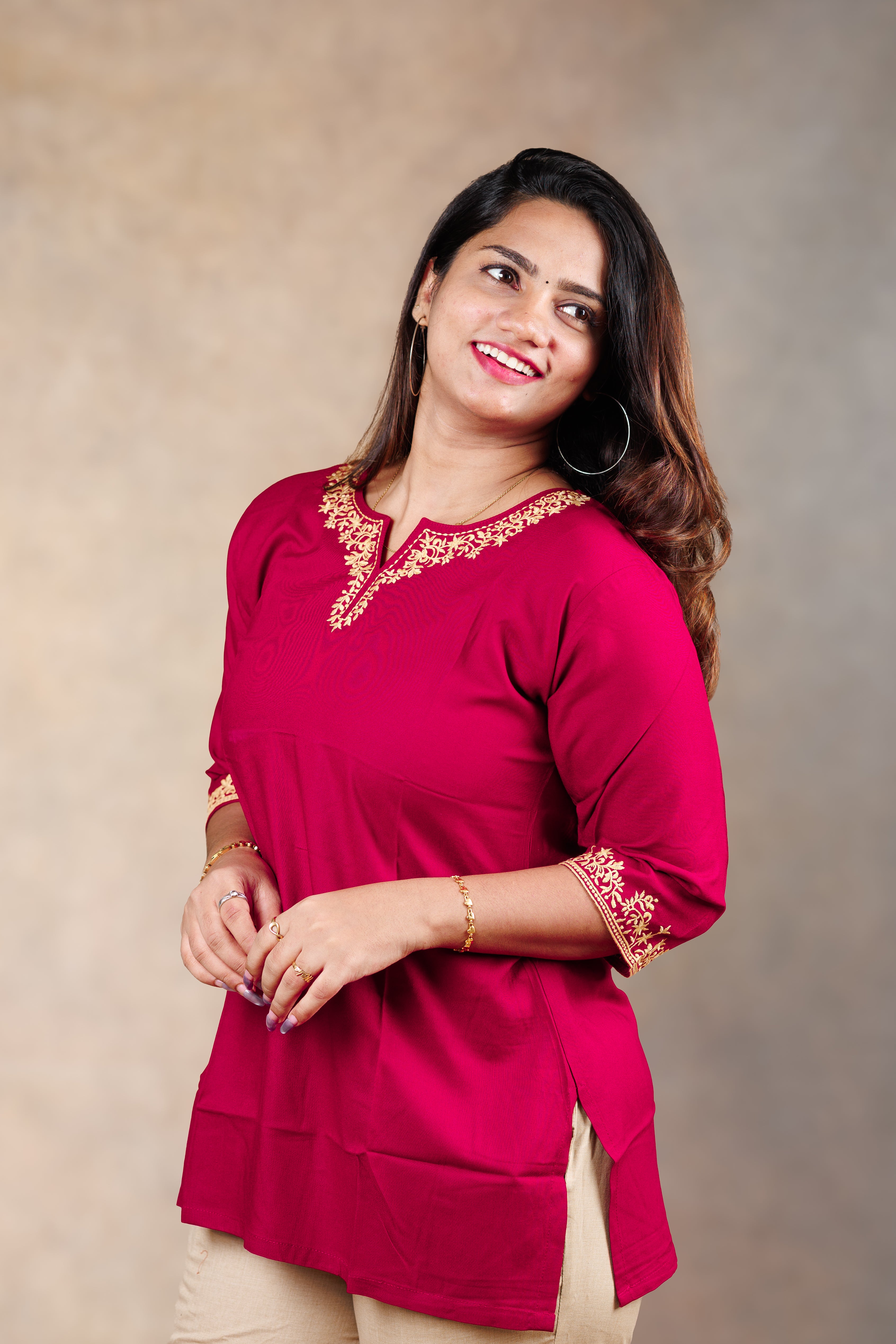Everyday Short Kurti - Maroon