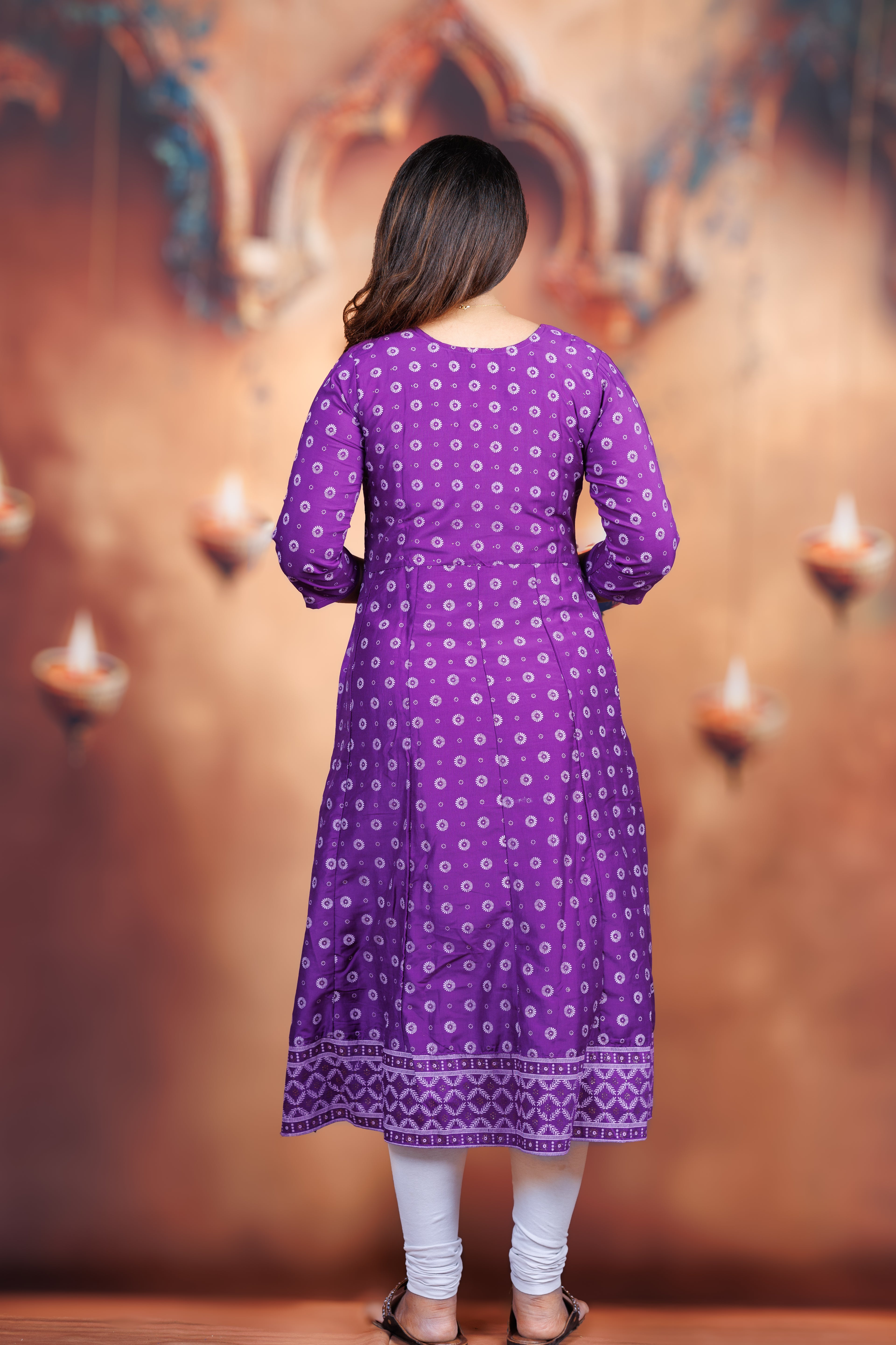 Bindoo Kali Cotton Kurti - Plum Purple