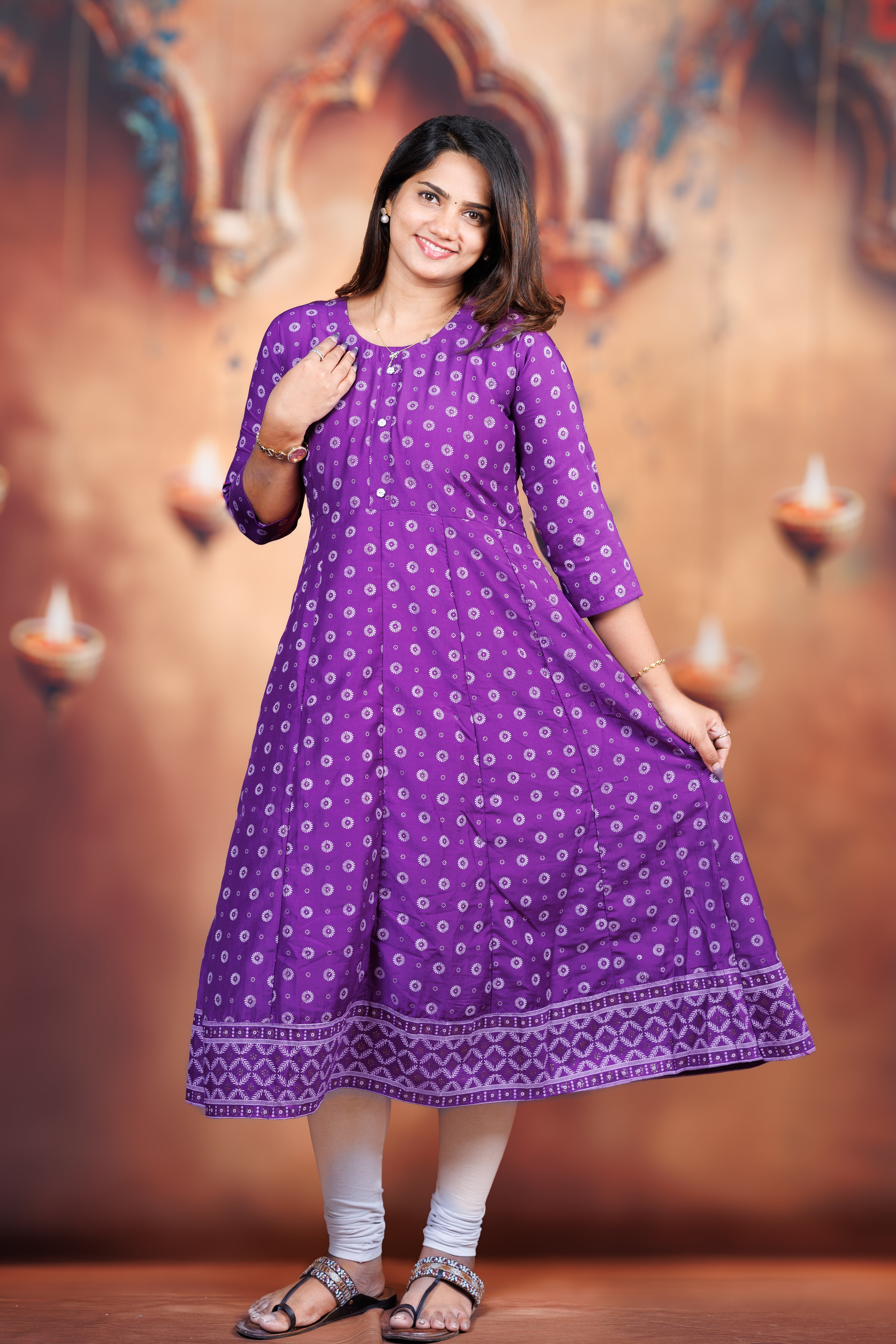 Bindoo Kali Cotton Kurti - Plum Purple