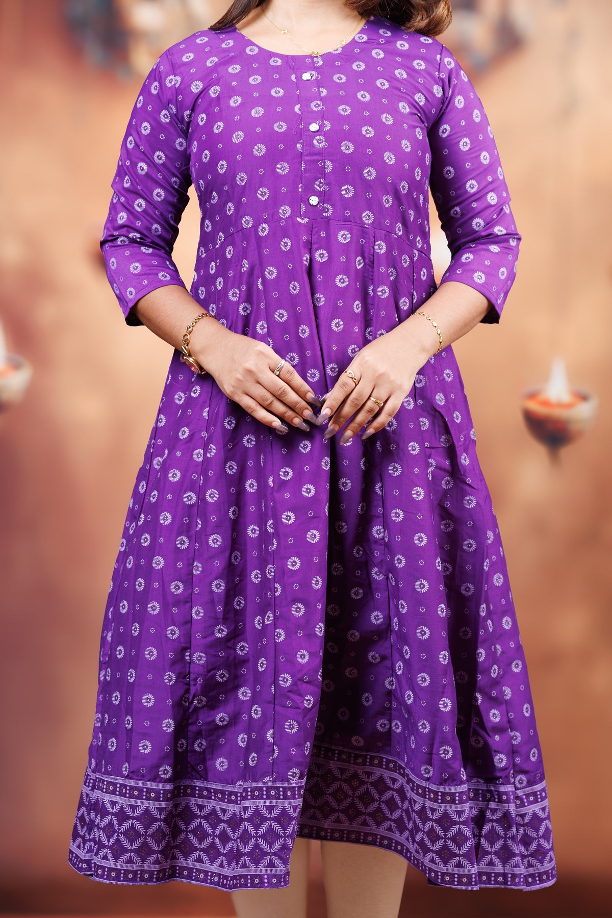 Bindoo Kali Cotton Kurti - Plum Purple