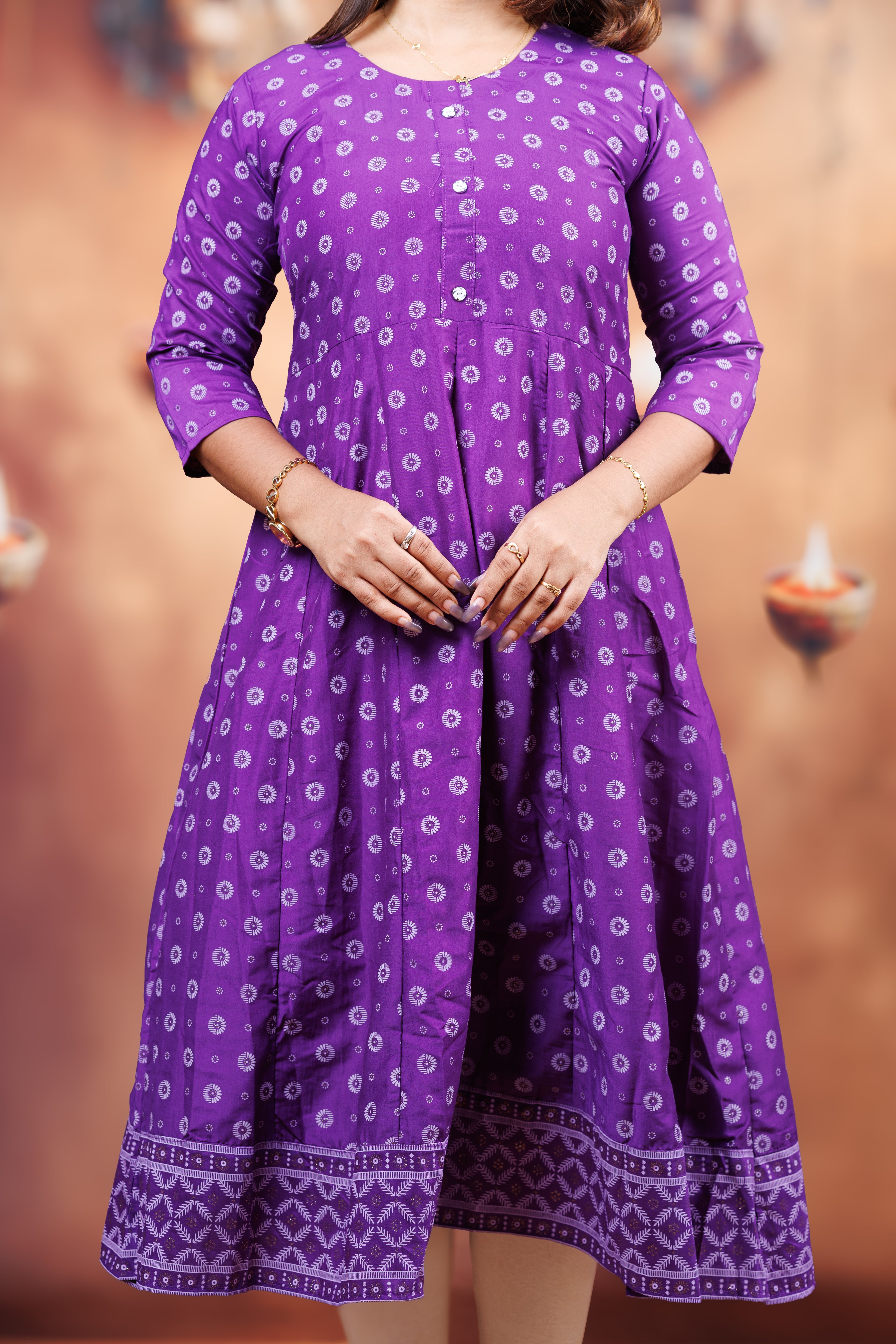 Bindoo Kali Cotton Kurti - Plum Purple