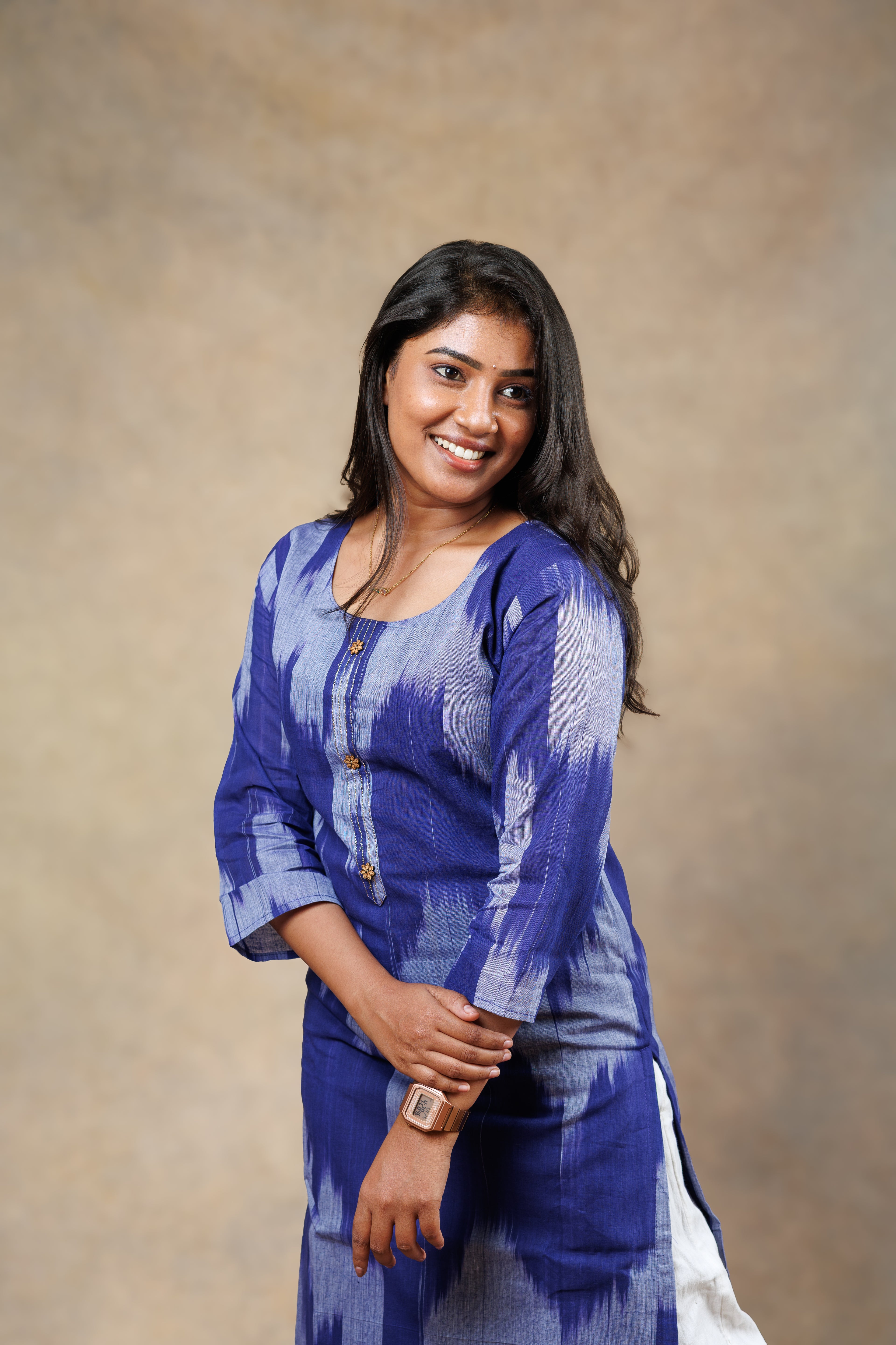 Blue Ikat Straight Kurti