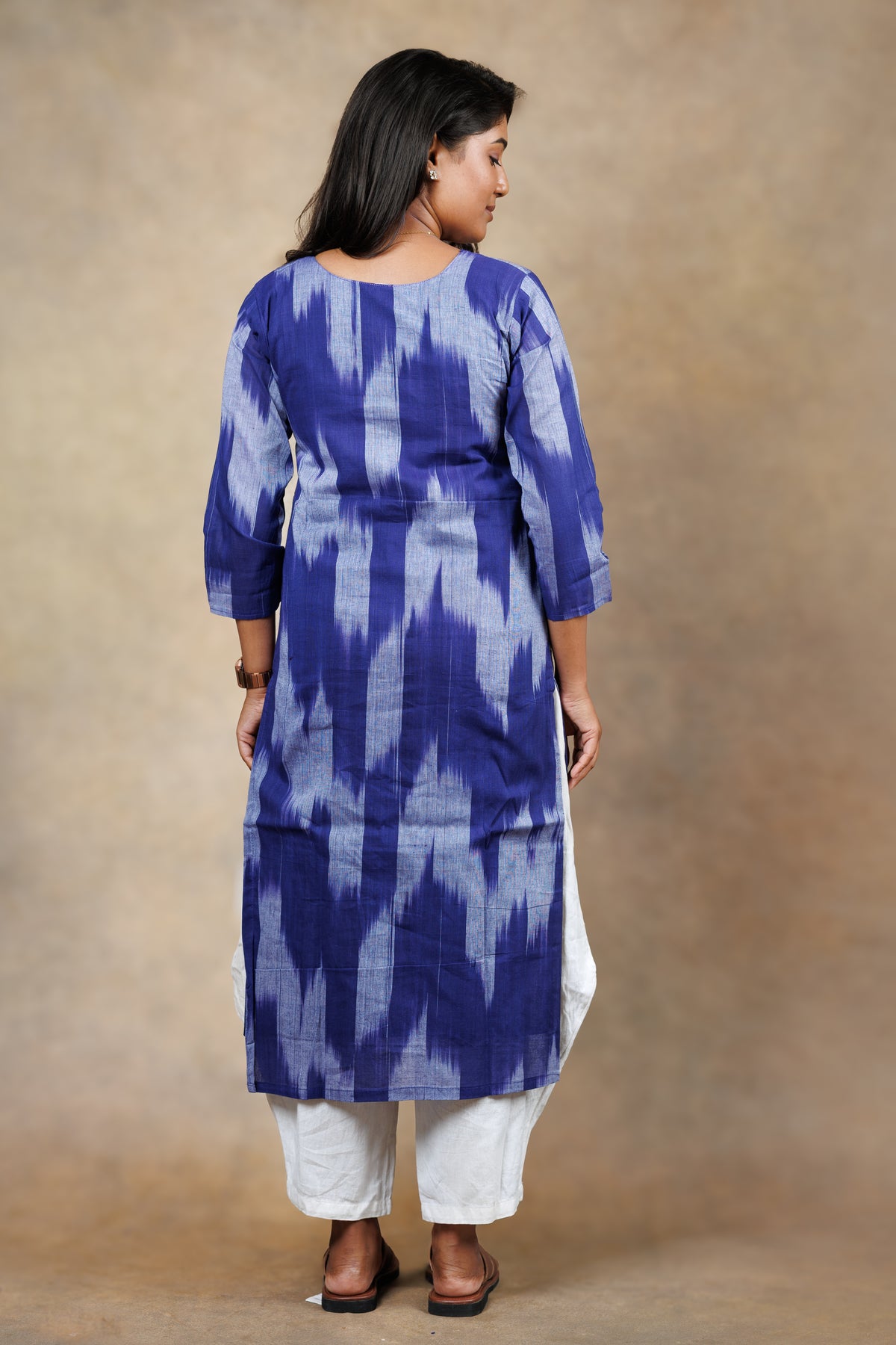 Blue Ikat Straight Kurti