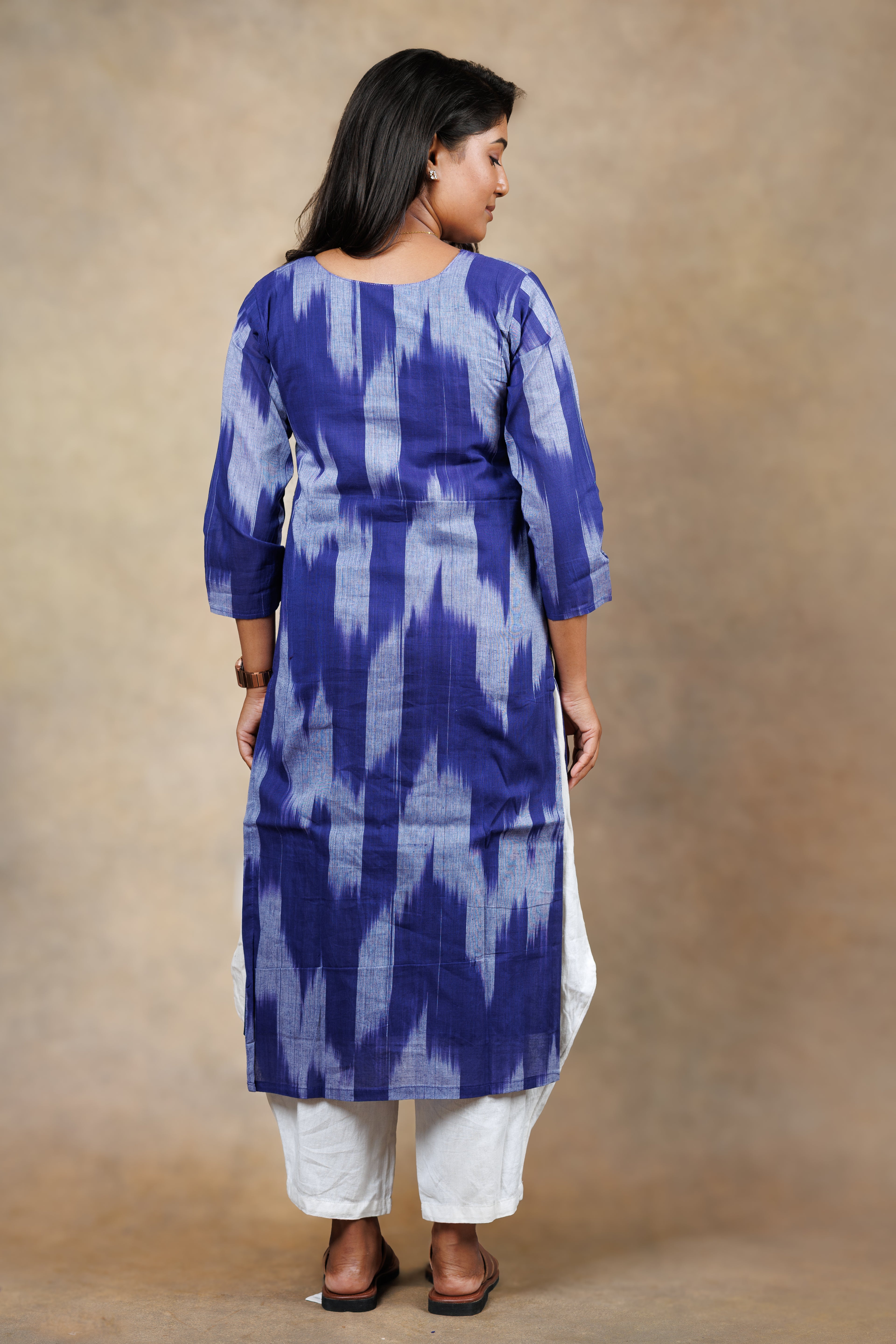 Blue Ikat Straight Kurti