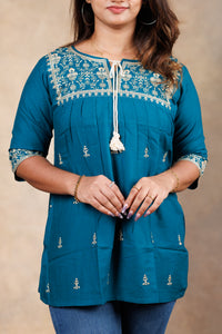 Everyday Short Kurti - Teal Blue