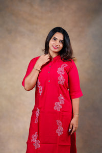 Ruby Blossom Embroidered Co-ord Set