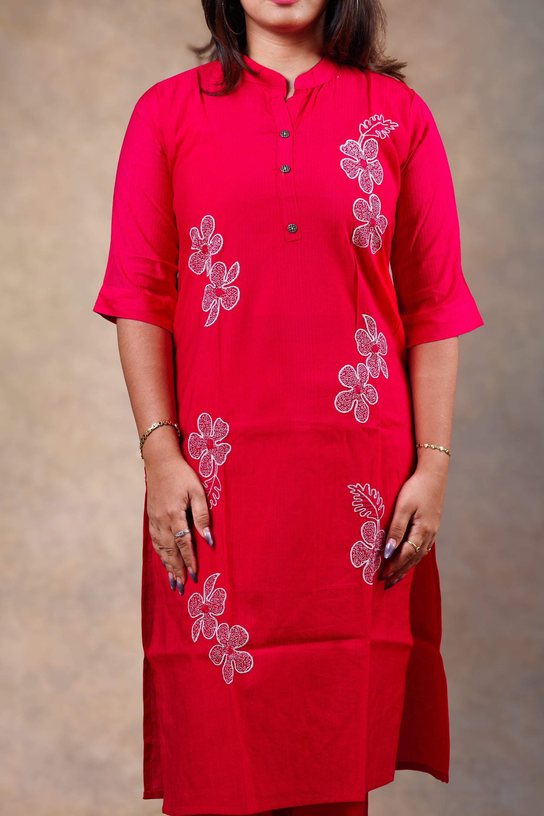 Ruby Blossom Embroidered Co-ord Set
